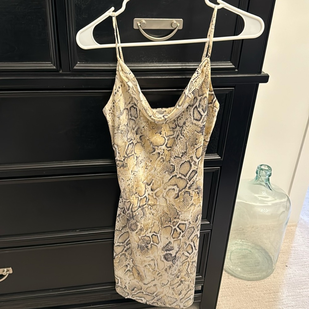 J.O.A Snakeskin Cowl Neck Slip Dress